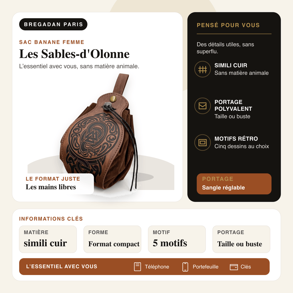 Les Sables-d'Olonne — infographie Bregadan V3 : simili cuir, portage taille ou buste