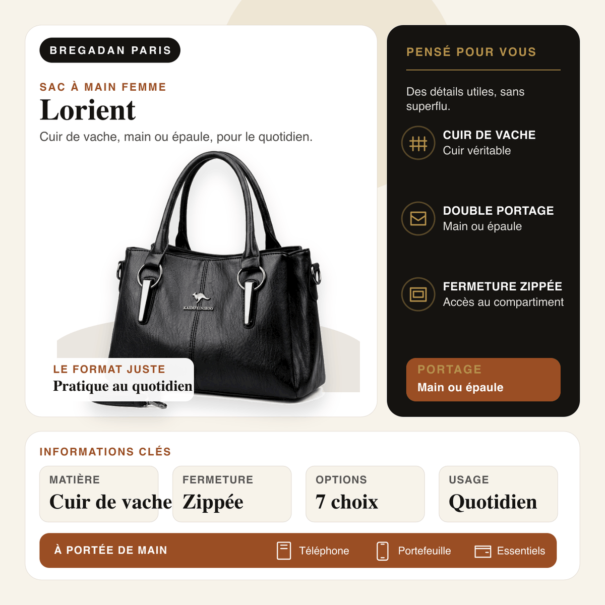 Lorient — infographie Bregadan V3 : cuir de vache, main ou épaule
