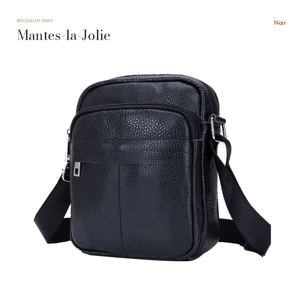 Mantes-la-Jolie, sacoche bandoulière en cuir de vache, format mini — Noir