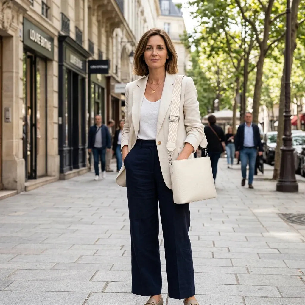 Meaux - Sac à main en cuir de vachette, ligne quotidienne - mise en situation, coloris blanc