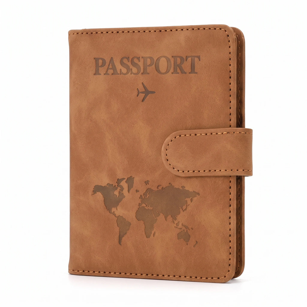 Mérignac - Porte-passeport simili cuir, dix coloris, packshot sur fond blanc, coloris kaki