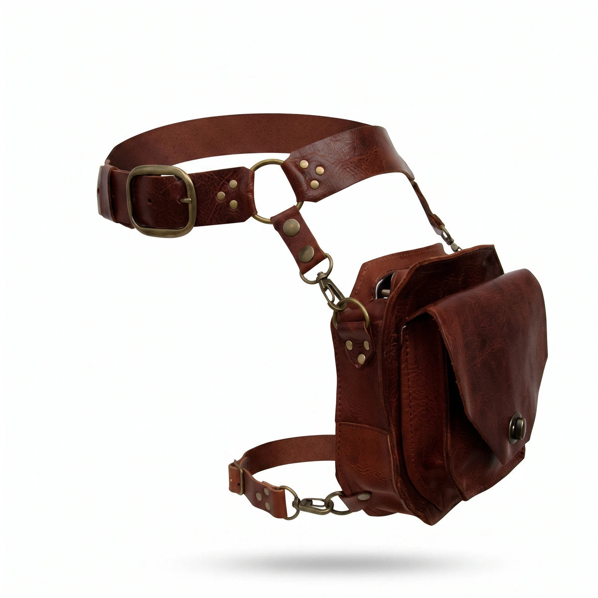 Meudon - sac de cuisse brun, packshot sur fond blanc