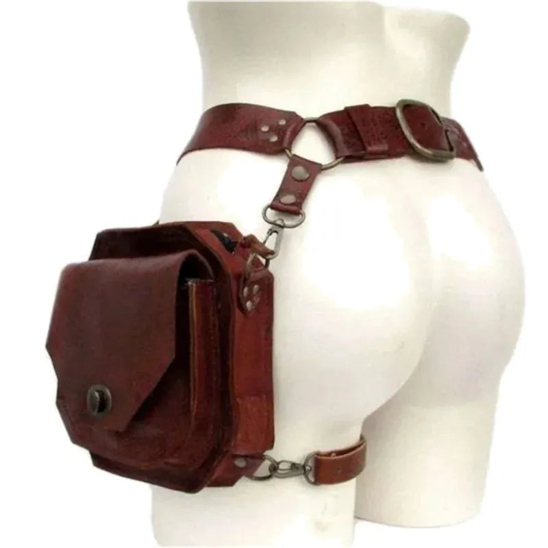 Meudon, sac de cuisse simili cuir, ceinture médiévale, vue produit 2 (2 sur 7)