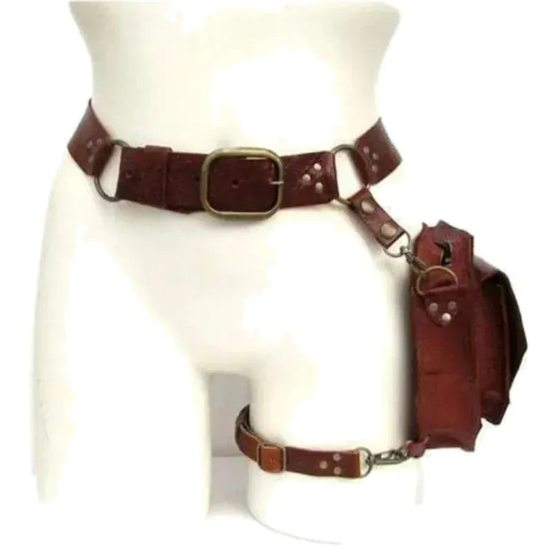 Meudon, sac de cuisse simili cuir, ceinture médiévale, vue produit 4 (4 sur 7)