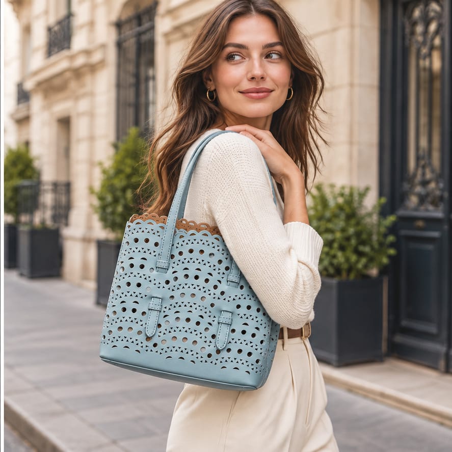 Montpellier — Bleu denim — cabas porté à l'épaule