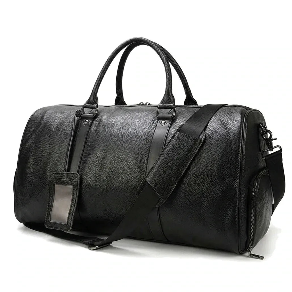 Montrouge - Sac de nuit en peau de vache, imperméable - packshot sur fond blanc, coloris noir