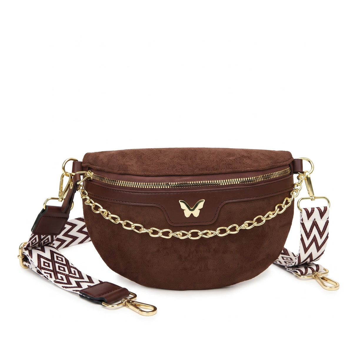 Noisy-le-Sec - sac de poitrine en faux daim, packshot sur fond blanc