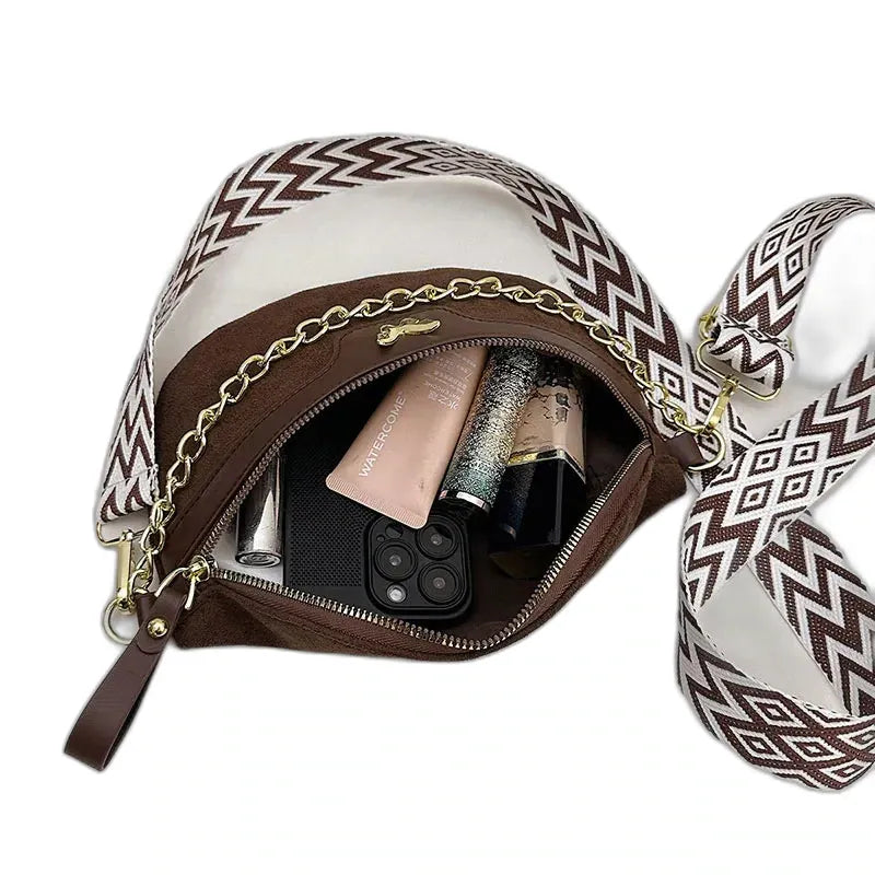 Noisy-le-Sec, sac de poitrine en faux daim, esprit bohème, vue produit 5 (5 sur 9)