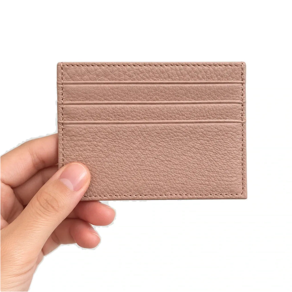 Nouméa — porte-cartes rose poudré tenu en main