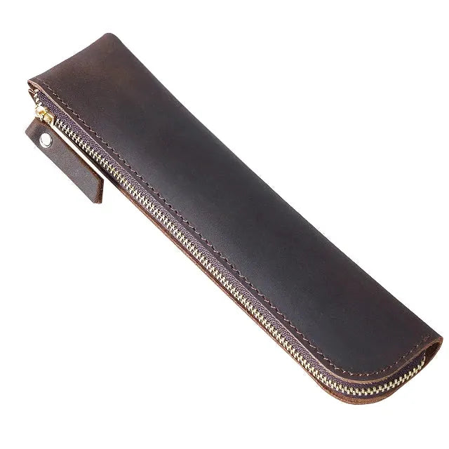 Oullins-Pierre-Bénite, trousse à crayons en cuir de vache, ligne rétro, vue produit 7 (7 sur 12)