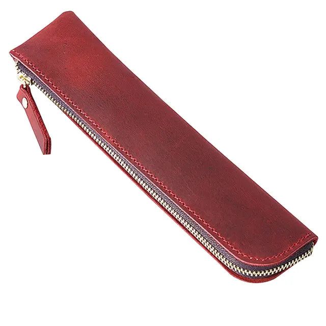 Oullins-Pierre-Bénite, trousse à crayons en cuir de vache, ligne rétro, vue produit 9 (9 sur 12)