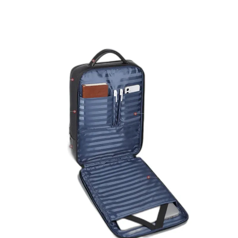 Pantin, sac à dos en cuir véritable, 15,6 pouces, vue produit 3 (3 sur 6)