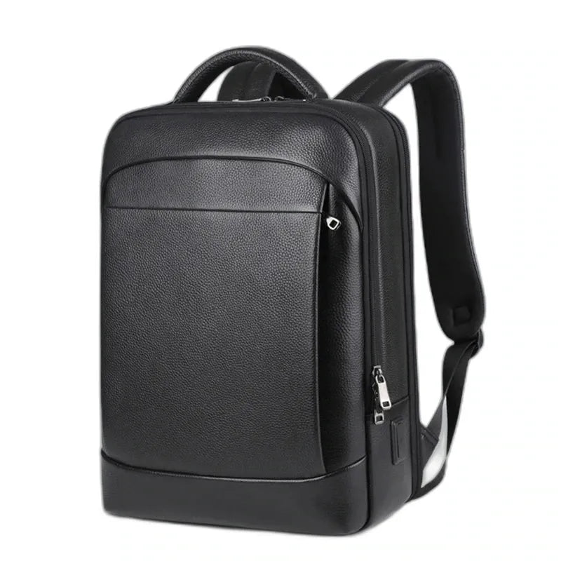 Pantin, sac à dos en cuir véritable, 15,6 pouces, vue produit 6 (6 sur 6)