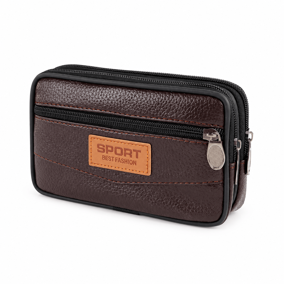 Poissy — Pochette horizontale — Marron — packshot sur fond blanc
