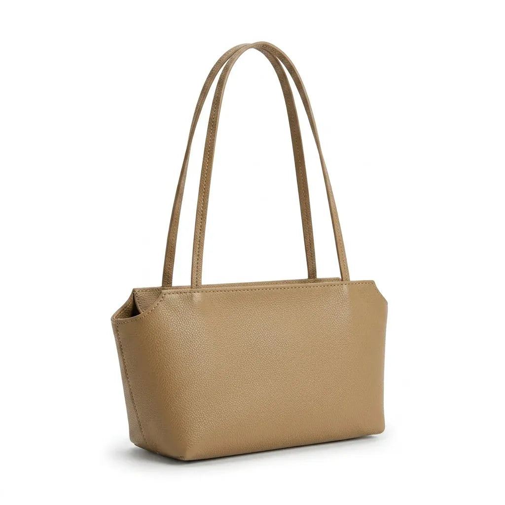 Puteaux - Sac porté épaule en cuir de vachette, mini format - packshot sur fond blanc, coloris camel