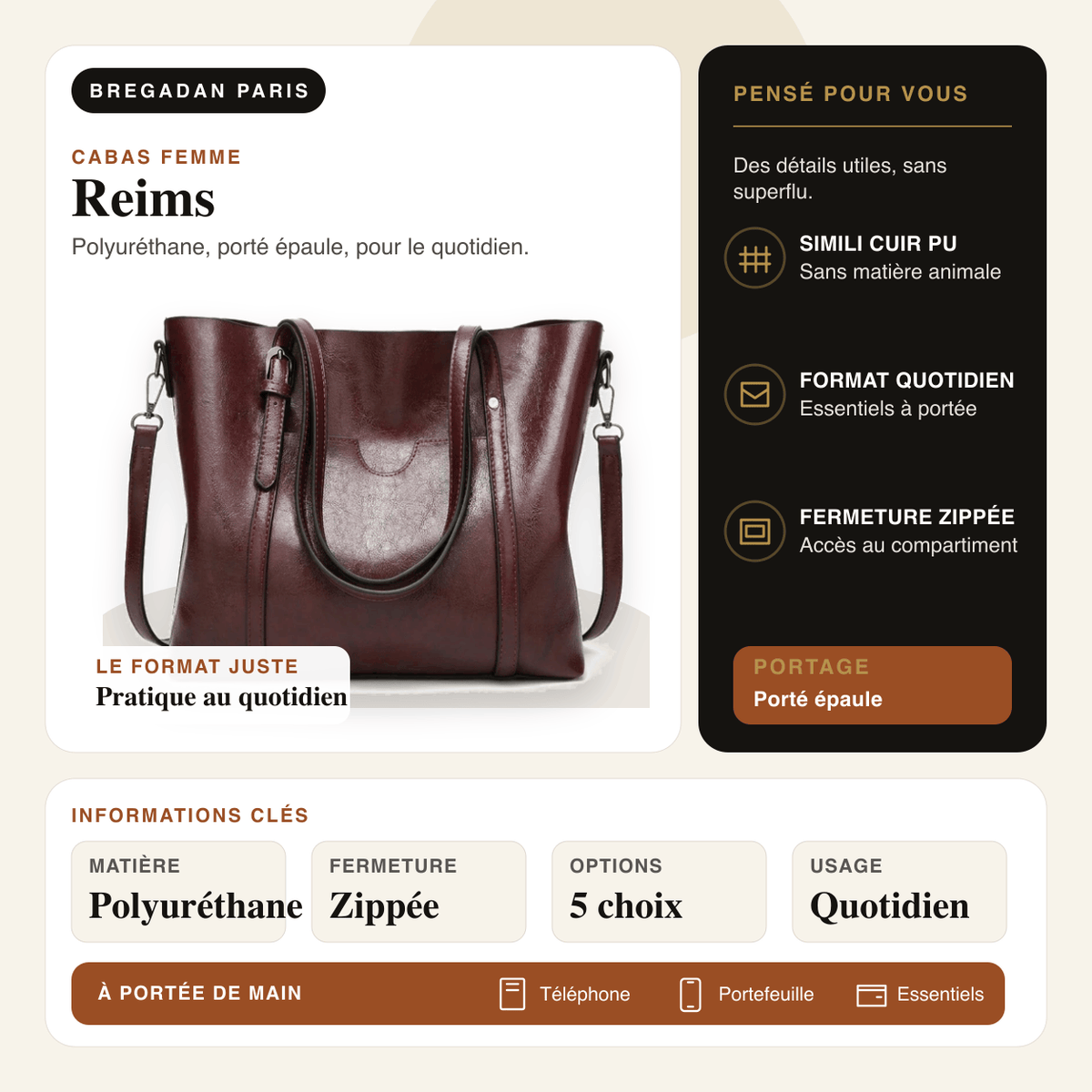 Reims — infographie Bregadan V3 : polyuréthane, porté épaule