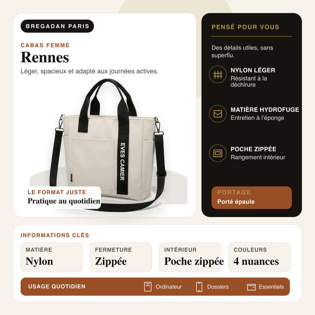 Rennes — infographie Bregadan V3 : Léger, spacieux et adapté aux journées actives