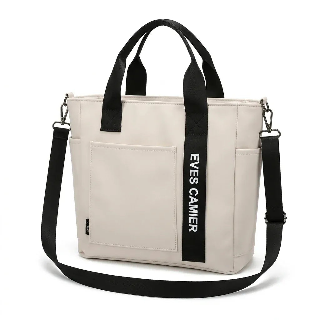 Rennes - Cabas en nylon grande capacité, usage quotidien - packshot sur fond blanc, coloris beige