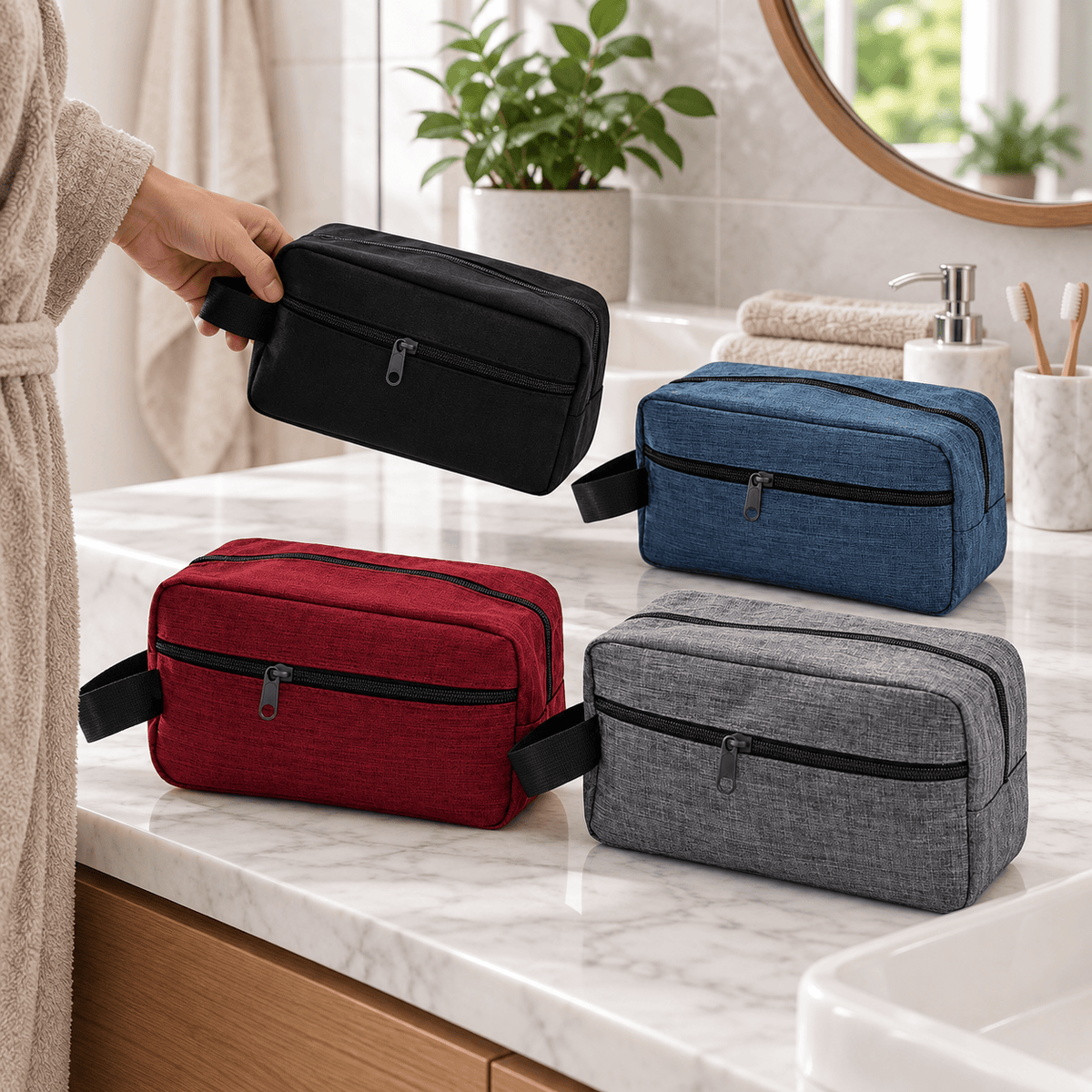 Romainville — Modèles lisses noir, bleu, rouge et gris — utilisation en salle de bain