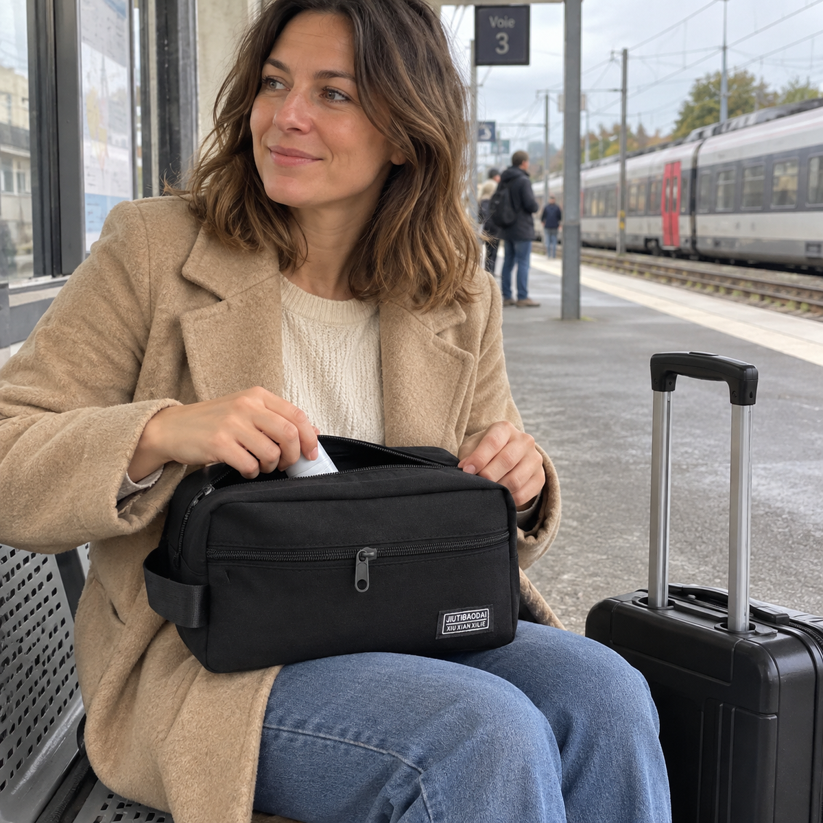 Romainville, trousse de toilette utilisée naturellement en situation