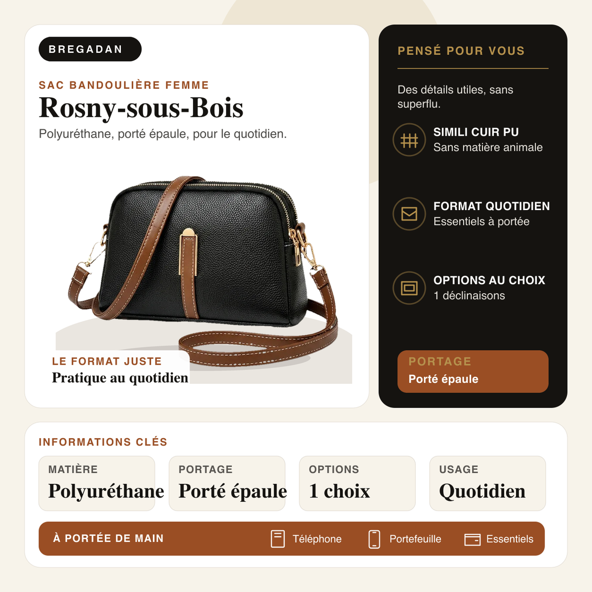 Rosny-sous-Bois — infographie Bregadan V3 : polyuréthane, porté épaule