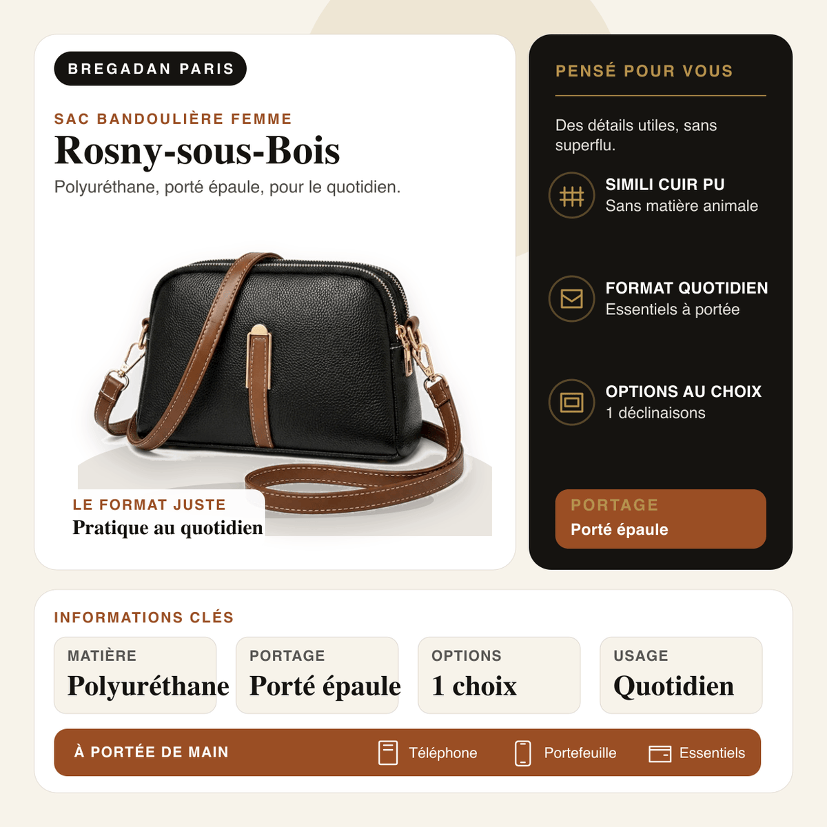 Rosny-sous-Bois — infographie Bregadan V3 : polyuréthane, porté épaule