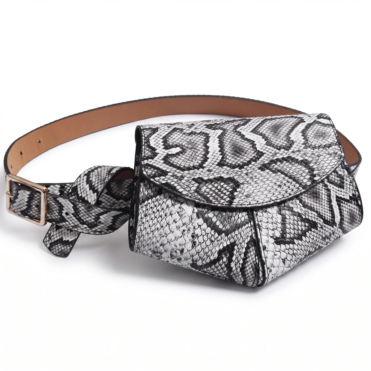 Roubaix - sac banane motif serpent, packshot sur fond blanc