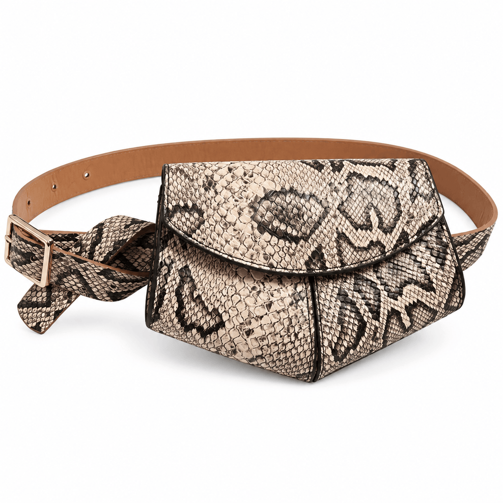 Roubaix — sac banane serpent brun seul sur fond blanc