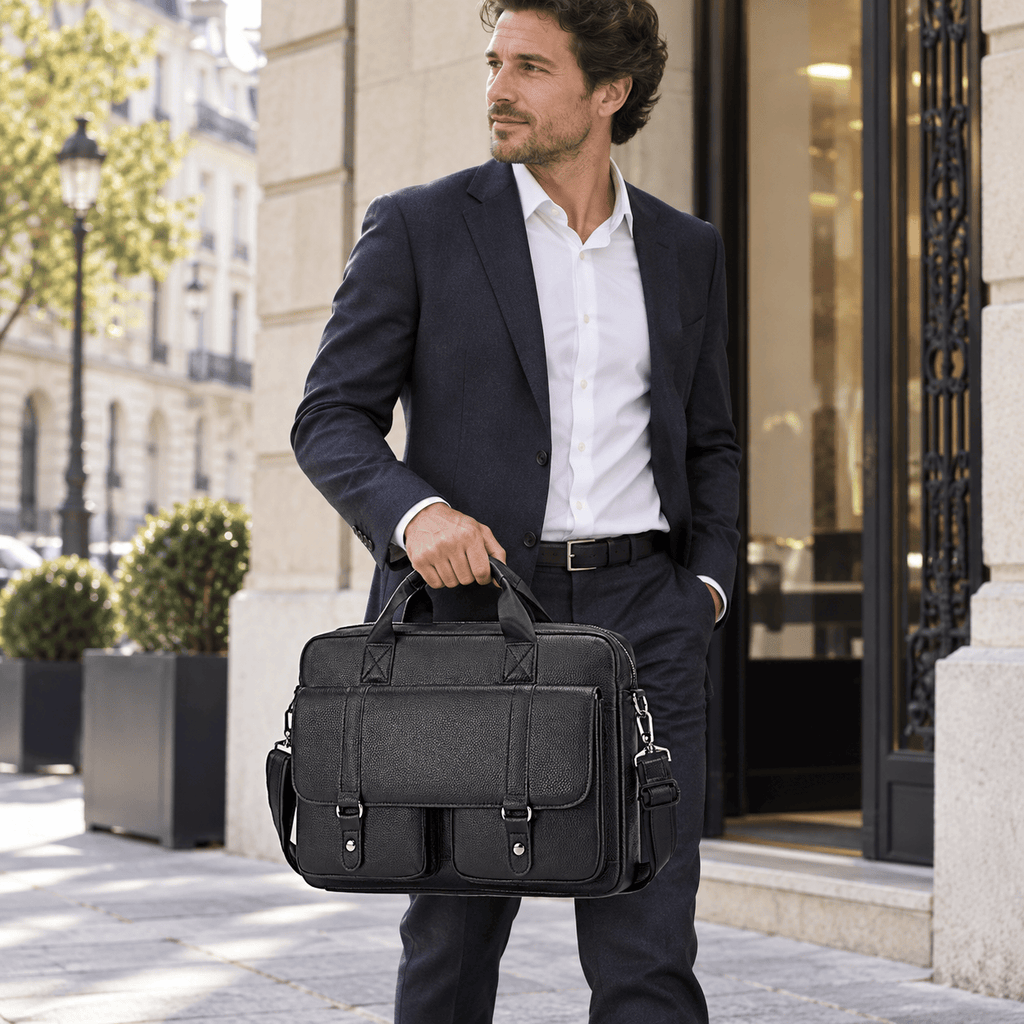 Rueil-Malmaison — porte-documents noir porté en situation professionnelle