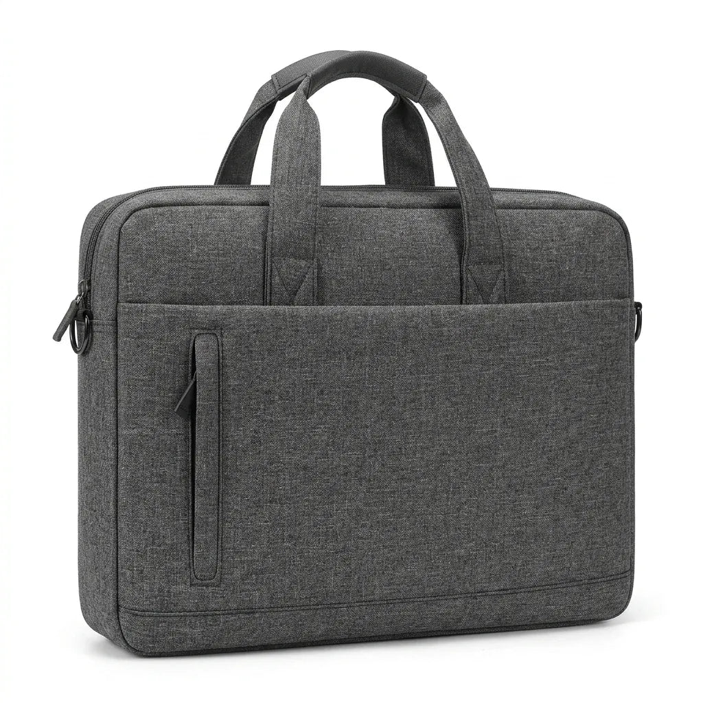 Saint-Benoît - Sacoche ordinateur à bandoulière, format affaires - packshot sur fond blanc, coloris gris anthracite