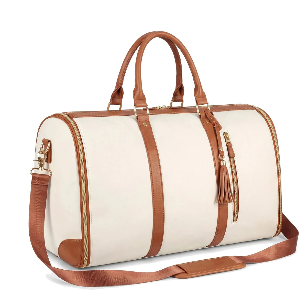 Saint-Brieuc - sac de voyage beige, packshot sur fond blanc