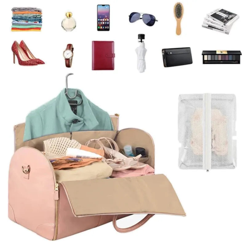 Saint-Brieuc, sac de voyage pliable simili cuir, format cabine, vue produit 3 (3 sur 6)