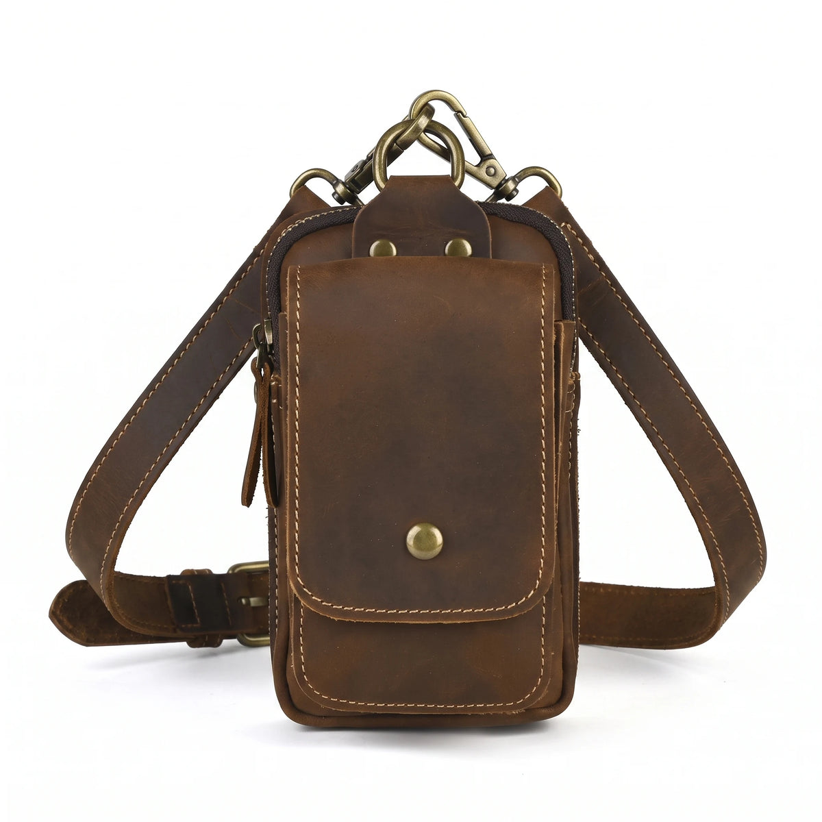 Saint-Herblain - sac banane brun, packshot sur fond blanc