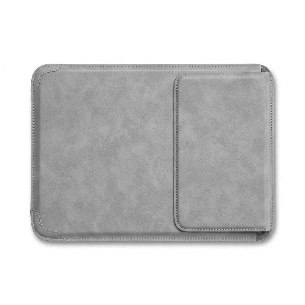 Saint-Paul - Housse ordinateur simili cuir, 13 à 16 pouces - packshot sur fond blanc, coloris gris