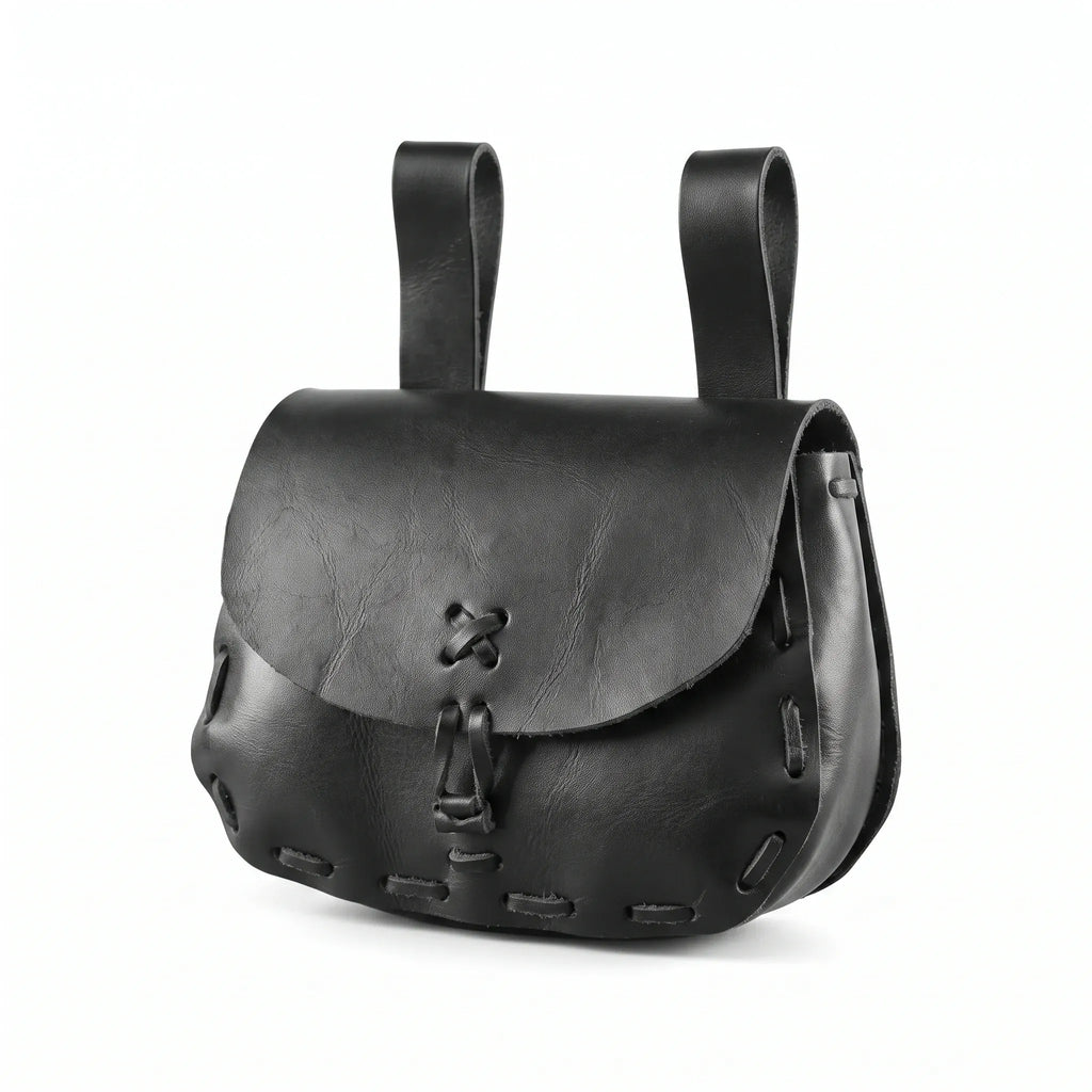 Saint-Priest - sac banane médiéval noir, packshot sur fond blanc