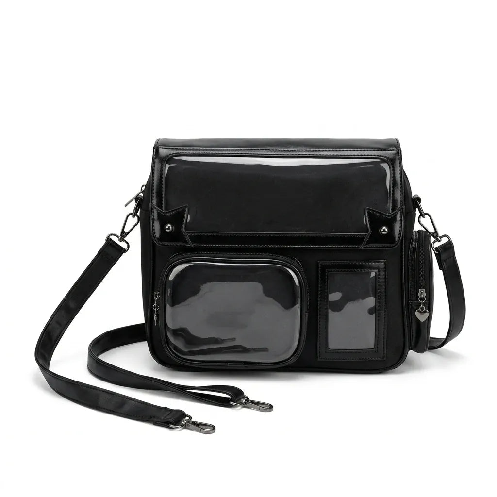 Sarcelles - Sac à dos simili cuir, format carré japonais, packshot sur fond blanc, coloris noir
