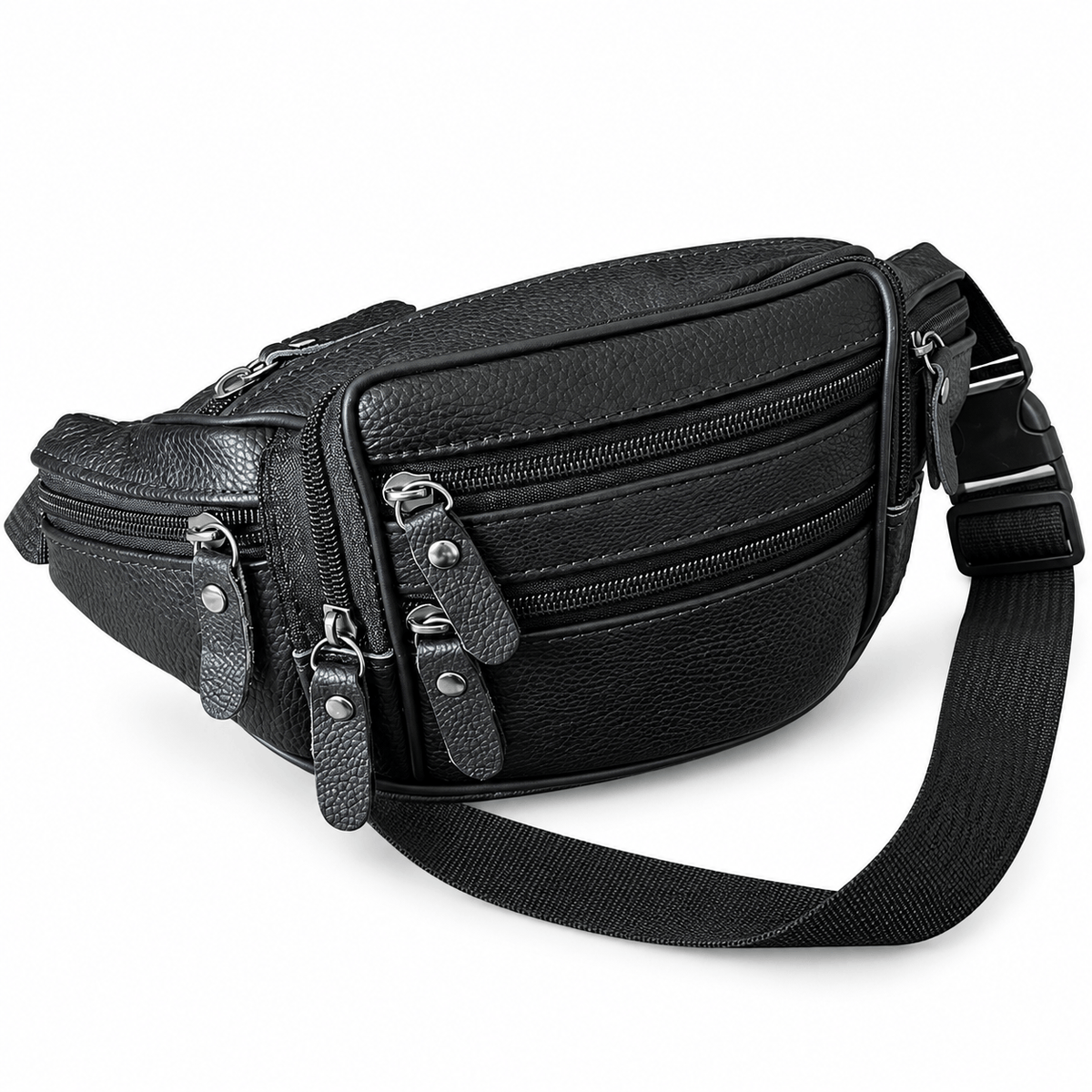 Sevran — sac banane noir grand format seul sur fond blanc