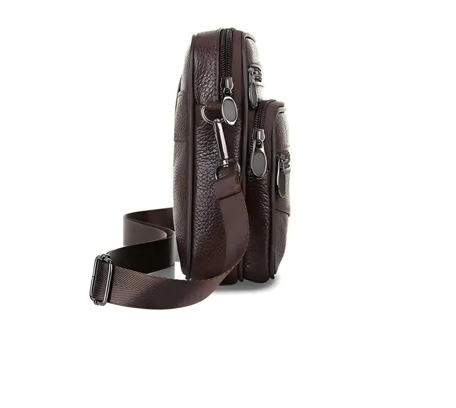 Stains, sacoche bandoulière verticale en cuir véritable, vue produit 2 (2 sur 8)