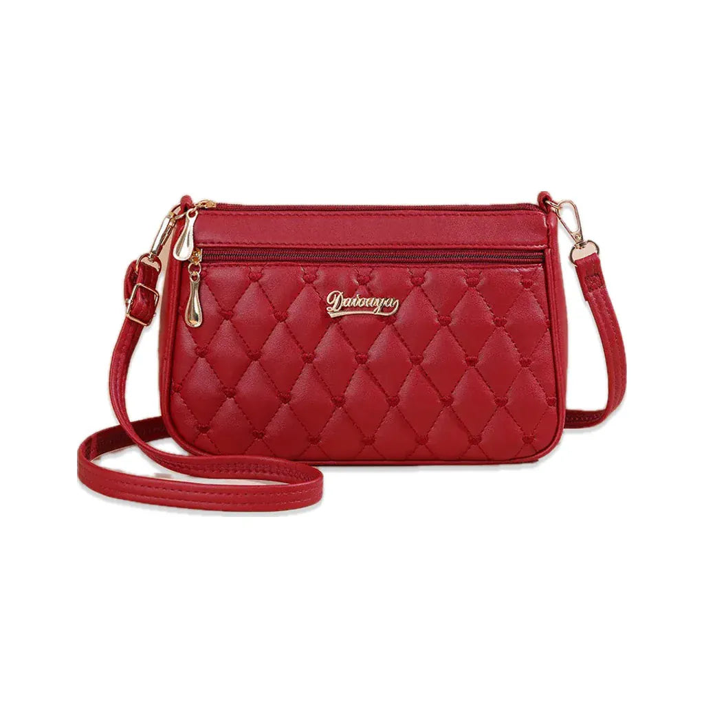 Suresnes - petit sac bandoulière matelassé rouge, vue de face sur fond blanc avec ombre douce
