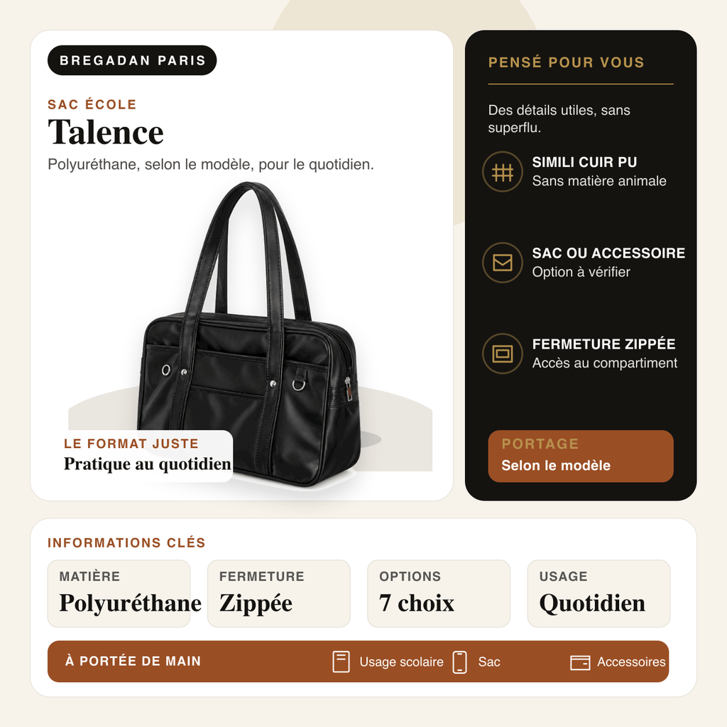 Talence — infographie Bregadan V3 : polyuréthane, selon le modèle