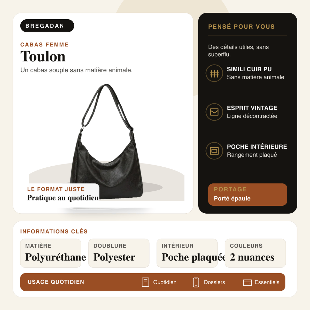 Toulon — infographie Bregadan V3 : Un cabas souple sans matière animale