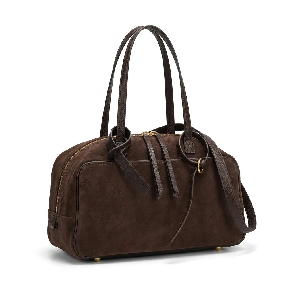 Toulouse - Cabas en cuir de vachette véritable - packshot sur fond blanc, coloris marron foncé