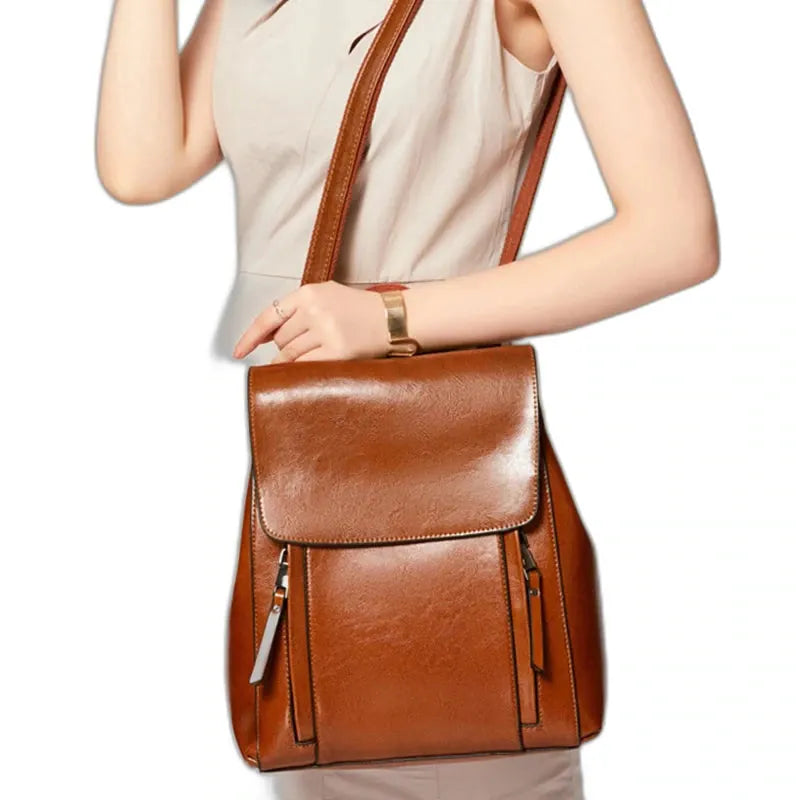 Valence, sac à dos bandoulière en cuir véritable, vue produit 5 (5 sur 10)