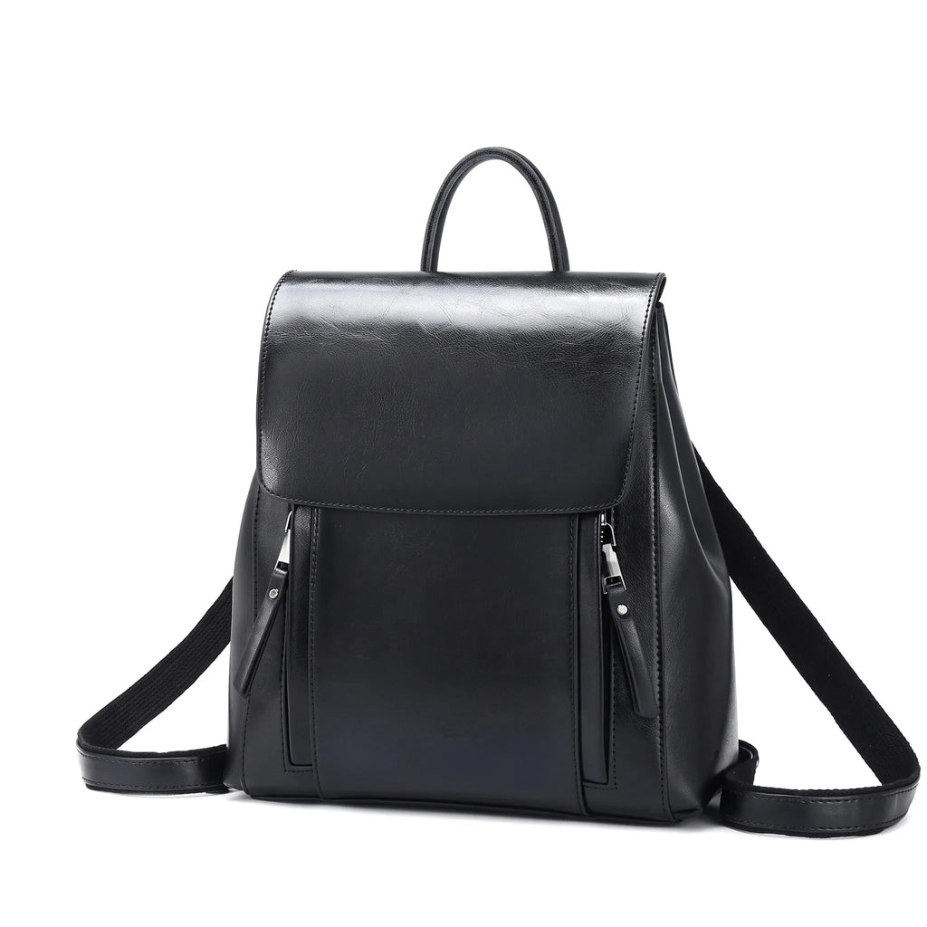 Valence - sac à dos cuir noir, packshot sur fond blanc
