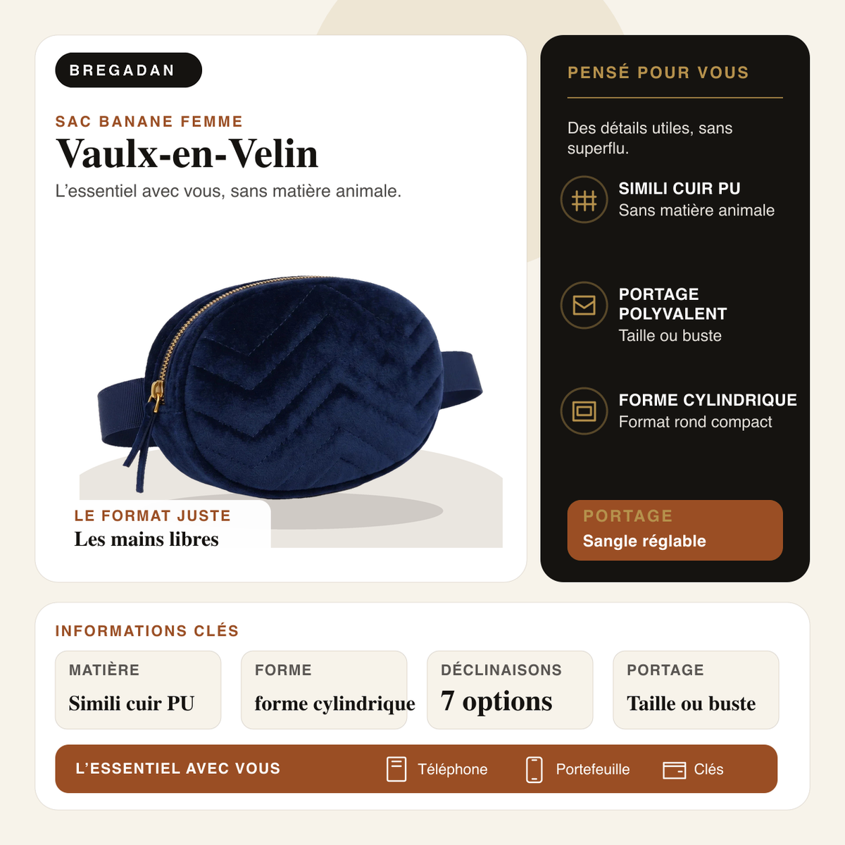 Vaulx-en-Velin — infographie Bregadan V3 : Simili cuir PU, portage taille ou buste