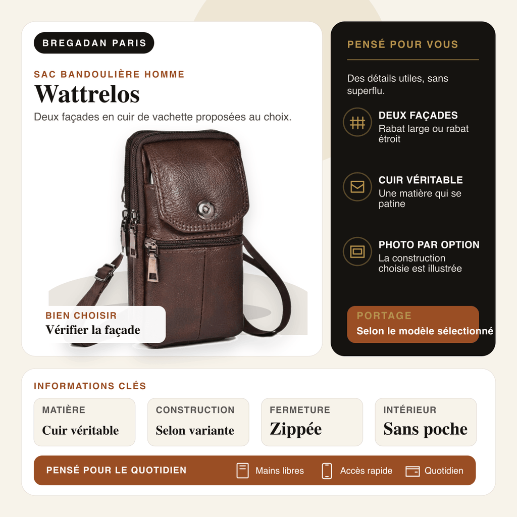 Wattrelos — infographie Bregadan V3 : Deux façades en cuir de vachette proposées au choix; matière Cuir véritable